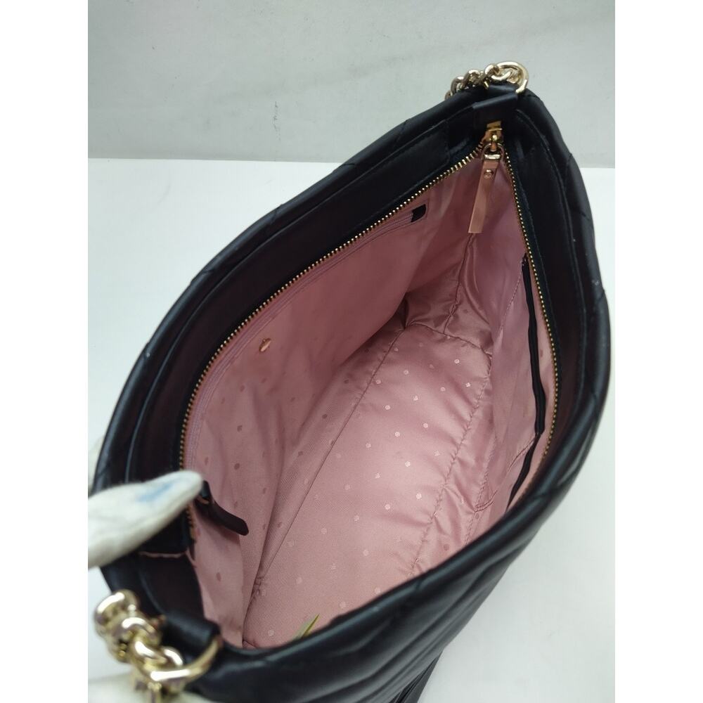 Kate Spade New York Black Leather Quilted Chain Strap Zipper Shoulder Bag - Picture 9 of 16